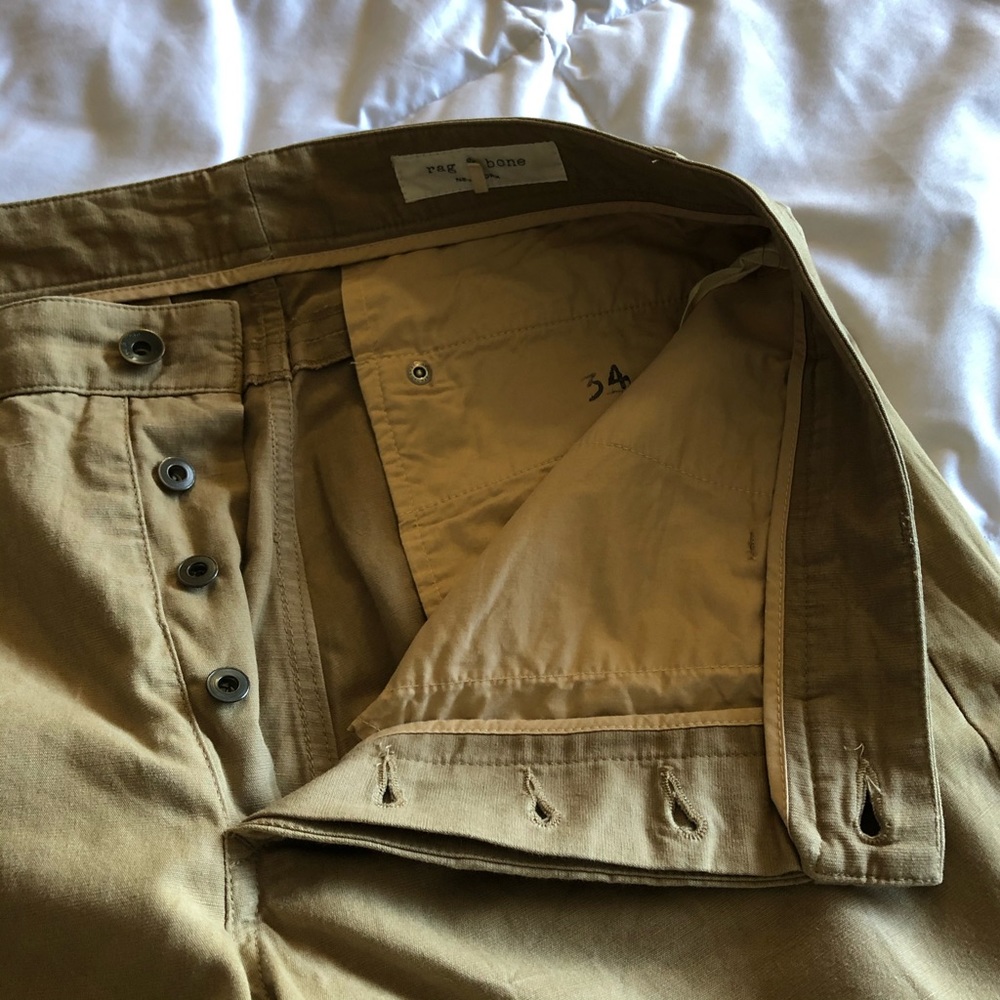 Rag & Bone Khaki Linen Blend Jeans - Picture 5 of 7